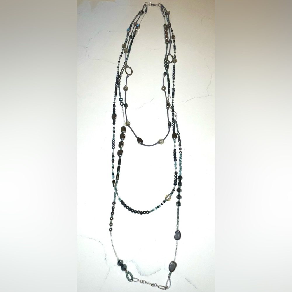 SilpadaN2097 3 Tiers 925 Sterling Hematite Onyx Beads-like new-former display